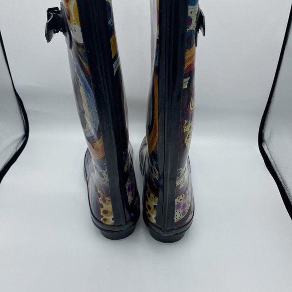 NORTY Women's mid-calf rain boots/snow boots in MONET PRINT sz 8 - NEW W/OUT BOX - Picture 4 of 8